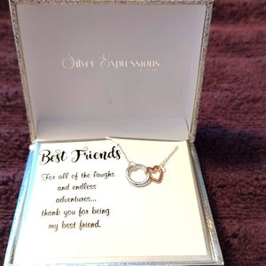 New Silver Expressions Best Friends silver/rose gold heart necklace